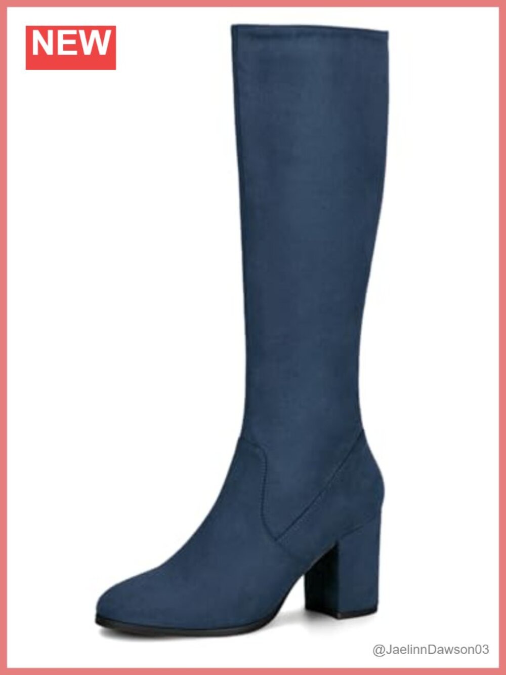 Allegra K Women's Side Zipper Chunky Heel Knee High Boots